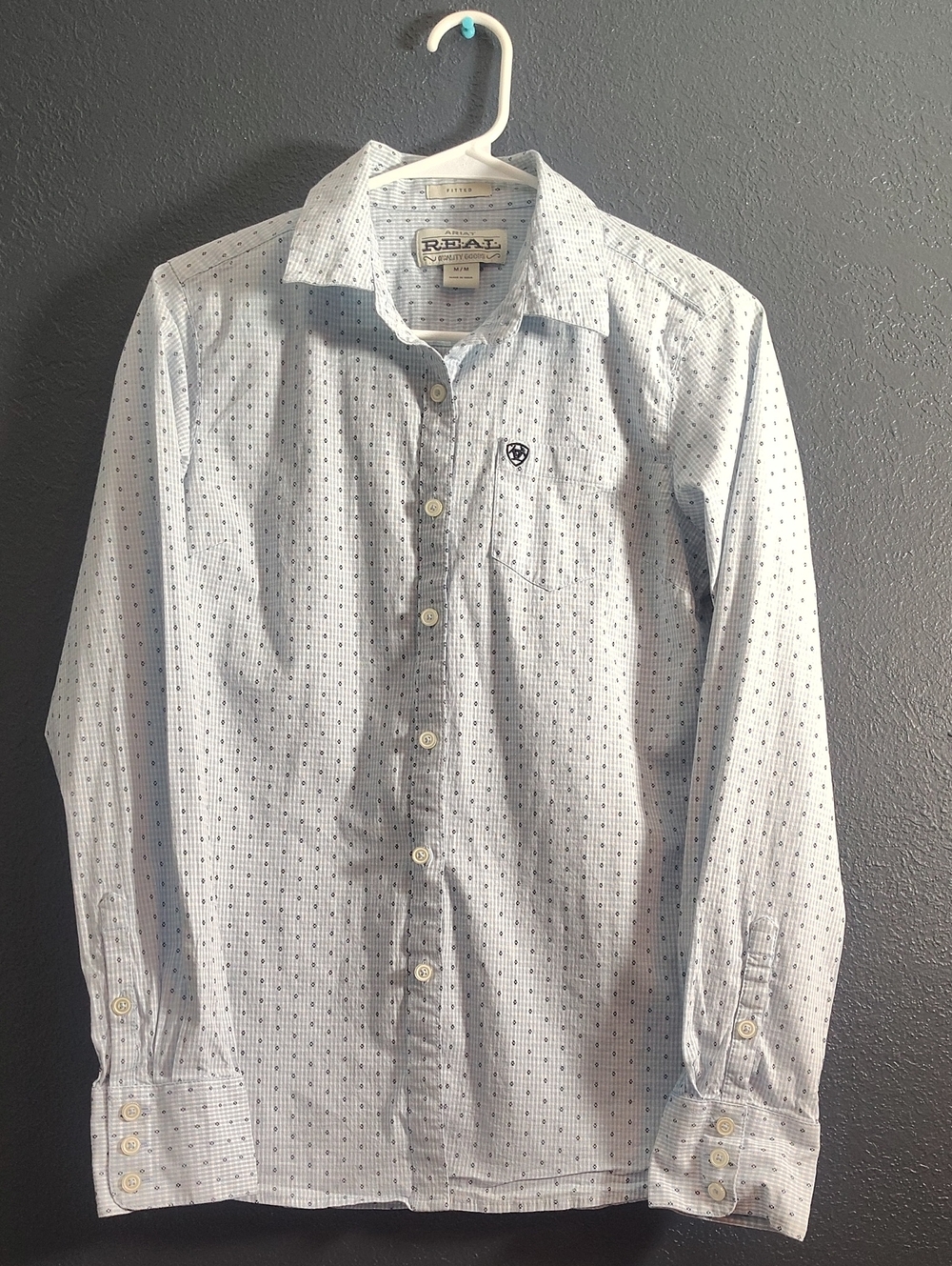 Ariat Western Light Blue Micro-Pattern Button-Down Shirt